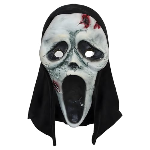 SKIPTHYBER Screaming Ghosts Maske, Scary Horror Cosplay Costume Mask, Ghost Face Mask, Suitable for Children and Adults, Suitable for Haunted Houses Horror Props, Unisex Accessories von SKIPTHYBER