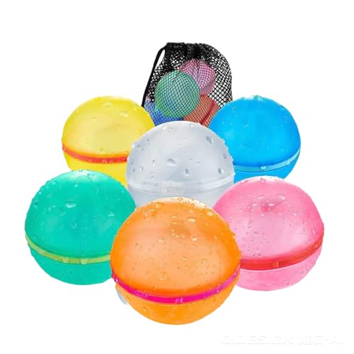 Wiederverwendbare Wasserbomben Magnet 6 Stück Wasserbomben Selbstschließend Mit 1 Mesh Bag, Schnell befüllbare Silikon Spritzbälle für Kinder, Erwachsene, Strand, Outdoor-Spielzeug Im Pool von SKIPTHYBER