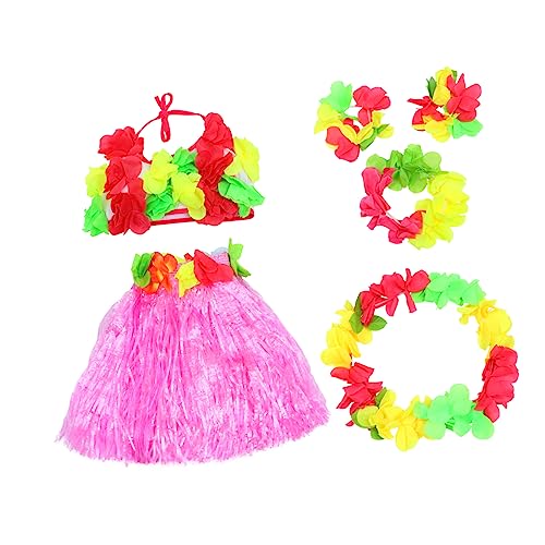 SKISUNO 1 Satz 6 Stk Hula Tanz kleidung Hawaii-Röcke für Kinder Outfits für Mädchen Armbänder mädchen stirnbänder Hawaii Strohrock Hawaii-Thema-Performance-Kostüme der Sommer schmücken von SKISUNO