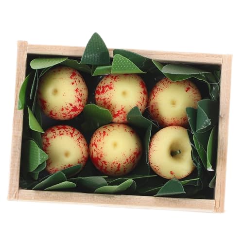 SKISUNO 1 Set Puppenhaus Miniatur Obstkisten: 1:12 Holzküche Gemüsekiste Mit Obstmodell - Rustikales Landhausküchendekor - Cottage Core Display Zubehör von SKISUNO
