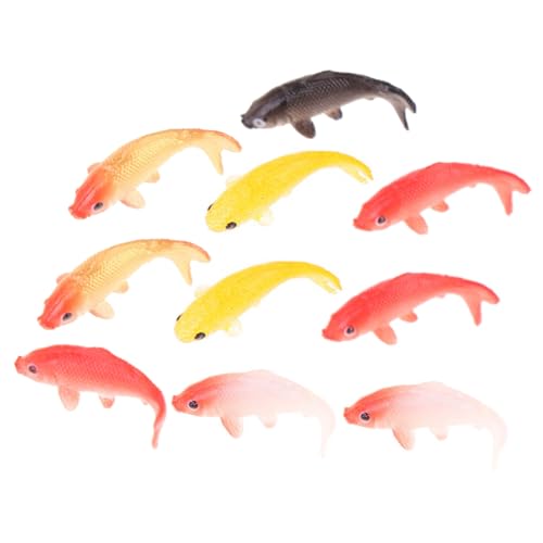 SKISUNO 10 Stück Miniatur Koi Fisch Modelle für Puppenhaus und Aquarium Realistische Deko für Mini Landschaften und Räume Mixed Style Farbenvielfalt von SKISUNO