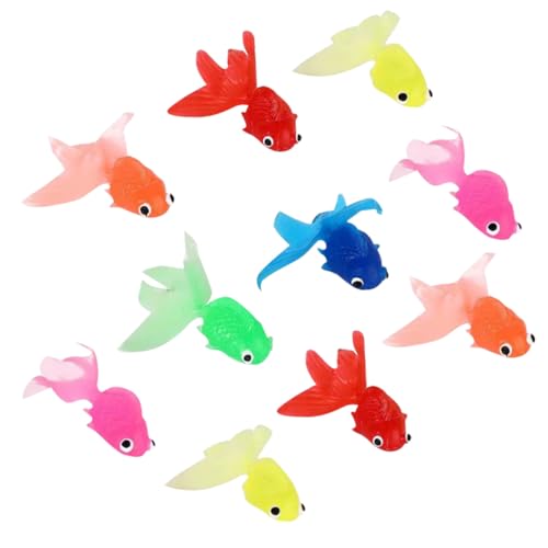SKISUNO 10 Stück Teiliges Realistische Lebensechte Kunstfische aus Umweltfreundlichem TPR Material Große Bunte Schwimmende Zierfische für Aquarium und Teichdekoration Langlebige Aquarium von SKISUNO