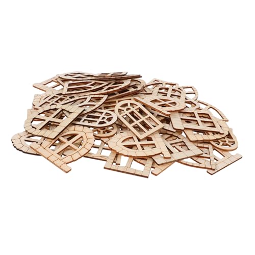 SKISUNO 100 Stück Feen -tür -gartentür Gartentür Holzdekoration Miniatur-bastelbedarf Miniaturtüren Und -Fenster Weihnachten Fensterdekorationen Tür- Und Fensterzubehör Hölzern Beige von SKISUNO
