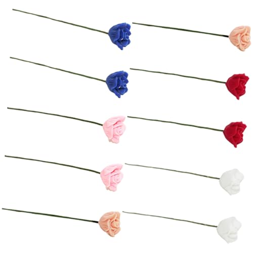 SKISUNO Realistischer 10-teiliger Mini-rosenstrauß – Ideal Für Miniatur- Puppenhaus-Blumen Und Dekorative Landschaftsarrangements von SKISUNO