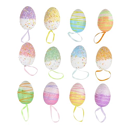 SKISUNO 12 Stück DIY Ostern Anhänger Shiny Eggs Eiförmige Dekoration Easter Party Supplies SKISUNO 12 Stück DIY Ostern Anhänger Shiny Eggs Eiförmige Dekoration Easter Party Supplies von SKISUNO
