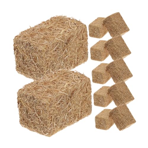 SKISUNO 12 Stück Teiliges Mini Heuballen aus Natürlichem Realistische Herbstliche Deko für Puppenhäuser DIY Bauernhof szenerie Langlebig und Farbecht für Garten Hochzeitsarrangements von SKISUNO
