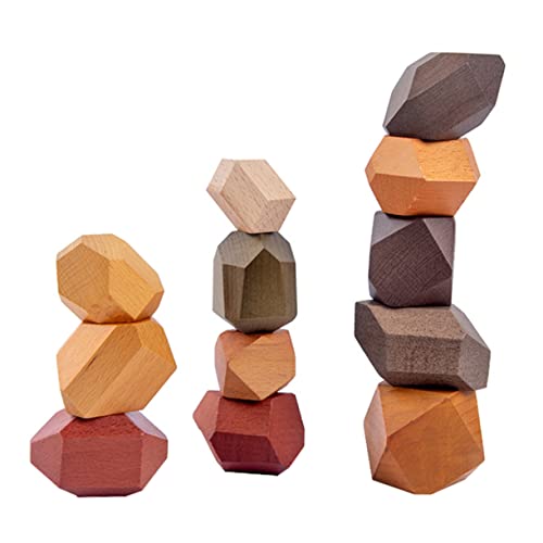 SKISUNO 1 Set/12 Stück Stapelspiel Aus Holz Kinderspielzeug Lernspielzeug Mit Bunte Bausteine von SKISUNO