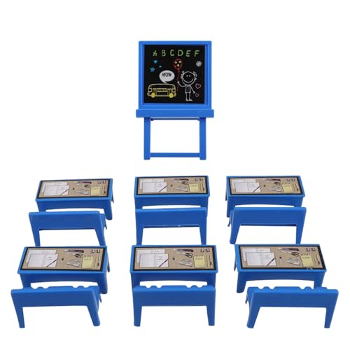 SKISUNO 13-teiliges Miniatur-Schreibtisch- Und Stuhlset Für Das Puppenhaus Pädagogisches Spielzeug Bücherregal Sicheres Kunststoffmaterial Altersgerechtes Klassenzimmerzubehör SKISUNO 13-teiliges Miniatur-Schreibtisch- Und Stuhlset Für Das Puppenhaus Pädagogisches Spielzeug Bücherregal Sicheres Kunststoffmaterial Altersgerechtes Klassenzimmerzubehör von SKISUNO