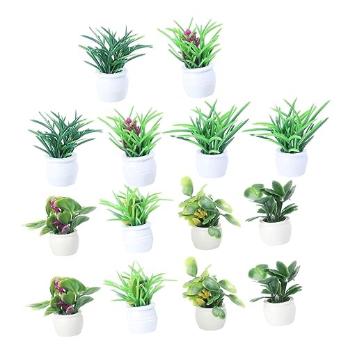 SKISUNO Realistische Künstliche Topf Pflanze Decor 14pcs Mini Bonsai Pflanzen Simulation Mini Bonsai Für Puppenhaus Und von SKISUNO