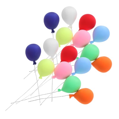 SKISUNO 16 Stück Teiliges Miniatur Puppenhaus Ballon Runde Cake Topper Mini Ballons Bunte Dekoration für Puppenhaus Party Bonsai Cupcake Geburtstagsfeier Zubehör von SKISUNO
