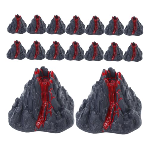 SKISUNO 16 Stück Teiliges Vulkanmodell aus Robustem Kunststoff Detailgetreues Desktop dekor mit Eruptierender Lava Vielseitig für Schulprojekte Mikro landschaften und Kreative Szenerien von SKISUNO