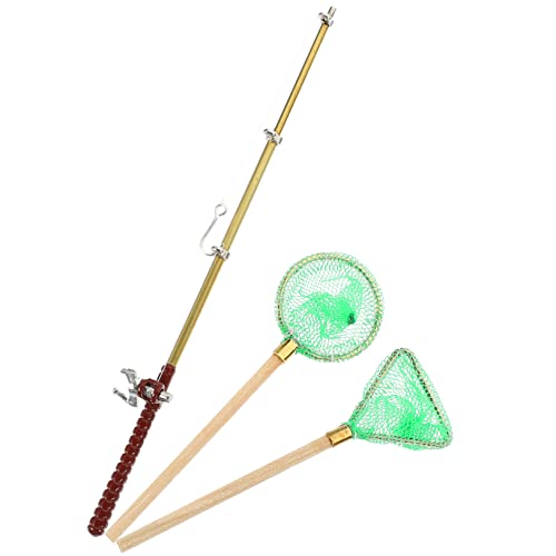 SKISUNO 1satz Miniatur Angelrute Und Fischernetz Set Dekoration Für Puppenhaus Teiliges Set Für Kreative Und Einzigartige Wohnaccessoires von SKISUNO