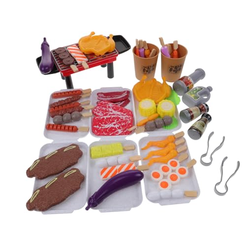SKISUNO 1Satz BBQ Grill Spielzeugset für Teiliges Sicheres Material Rollenspiel Spielküche mit Grillfunktion für Kreatives Hand Auge Koordination von SKISUNO