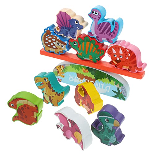SKISUNO 1Satz Holzstapelspielzeug für Tierstapel Balancespiel Interaktives Lernspielzeug aus Holz Dinosaurier Thema Pädagogisches für Jungen und Mädchen von SKISUNO