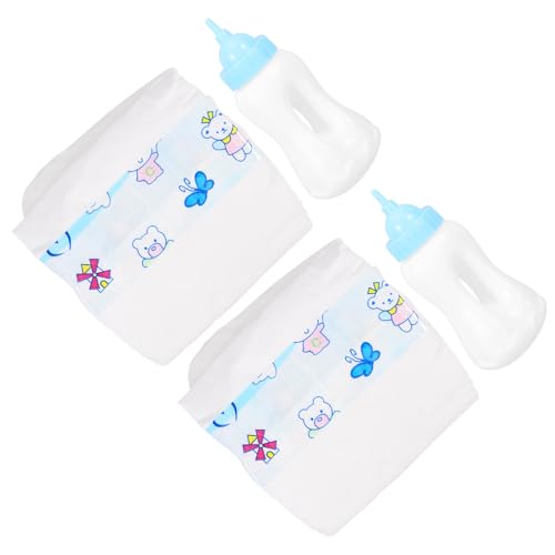 SKISUNO 1Satz Puppenflaschen für Babypuppen Milchflaschen Puppenwindeln Langlebiges Puppenzubehör für Kreatives und Fantasievolles Ankleiden im Puppenhaus von SKISUNO