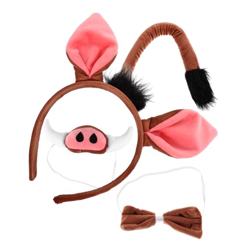 SKISUNO 1satz Tier Cosplay Kostüm Mit Warzenschwein-ohrhaarreif Schweinenase Fliege Und Für Halloween Und Tier-mottopartys SKISUNO 1satz Tier Cosplay Kostüm Mit Warzenschwein-ohrhaarreif Schweinenase Fliege Und Für Halloween Und Tier-mottopartys von SKISUNO