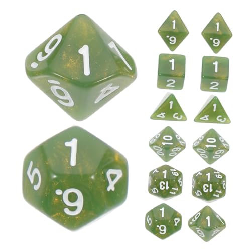 SKISUNO 2 Sätze Facettenreicher Würfelsatz Mehrseitig Große Nummerierte Große Party Farbig Tragbare Lustige Spiel Mit Würfeln Planke Zahlenwürfel Green Acryl von SKISUNO