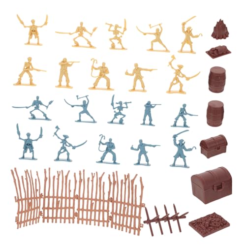SKISUNO 2 Sätze Piraten Soldaten Figuren Spielset mit Reichhaltigem Zubehör Detailgetreuem Design Vielseitigen Zubehörteilen für Kreative Spielwelten Partygeschenk für Jungen von SKISUNO