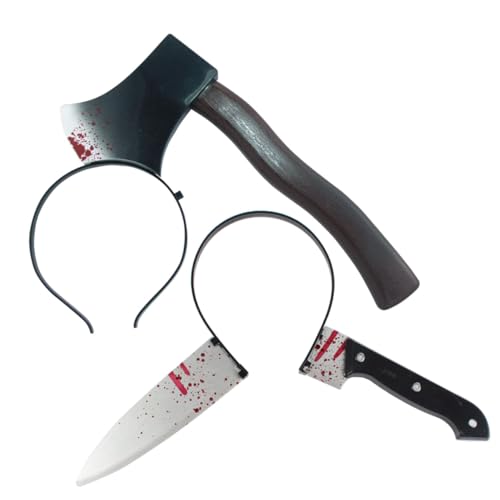 SKISUNO Halloween Kostü Zubehör Durch Den Kopf Haarreif Mit Und Bayonett Gruselige Party Accessoires Für Horror Kostüme Und Halloween Feiern von SKISUNO