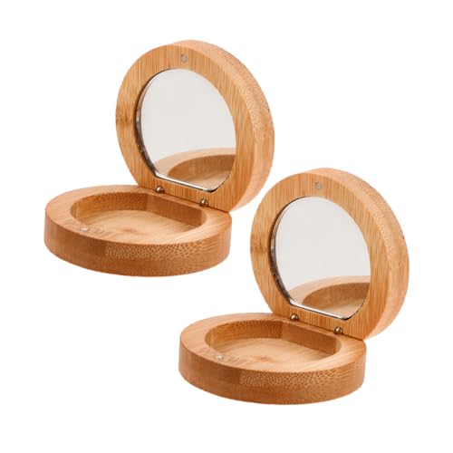 SKISUNO Holz-kompaktspiegel Faltbarer Reisen 2 Stück Kleiner Handspiegel Bambus-Make-up-Spiegel Tragbar Für Taschen Tische SKISUNO Holz-kompaktspiegel Faltbarer Reisen 2 Stück Kleiner Handspiegel Bambus-Make-up-Spiegel Tragbar Für Taschen Tische von SKISUNO