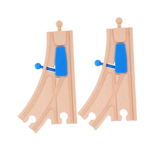SKISUNO 2 Stück Holzschienen Weiche Set für Holzeisenbahn Kompatibel mit Major Brands Zubehör zur Feinmotorik Kreativität und Räumliches Denken von SKISUNO