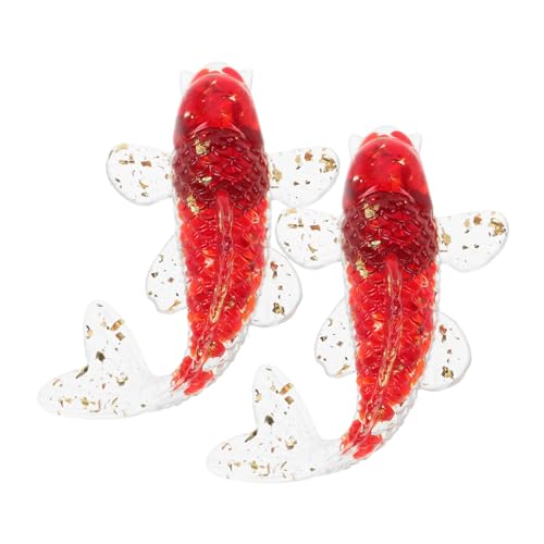 SKISUNO 2 Stück Kristall Koi Fisch Deko Teilig Handpolierte Miniatur Glücksfische aus Natürlichem Kristall mit Glas und Goldfolie Elegante Tischdekoration für Zuhause Büro Aquarium von SKISUNO