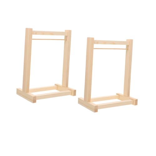 SKISUNO 2 Stück Miniatur Puppenkleiderständer aus Robustem Holz Platzsparendes Design für Puppenhaus Kleidung Einfach zu Montieren für Mädchen und Puppenhaus Zubehör von SKISUNO