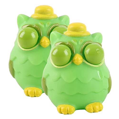 SKISUNO 2 Stück Prise Musik für kinderspielzeug qridor Toys Leichtes Dehnbares kleine Eule Wutabbauspielzeug Office PVC Green von SKISUNO