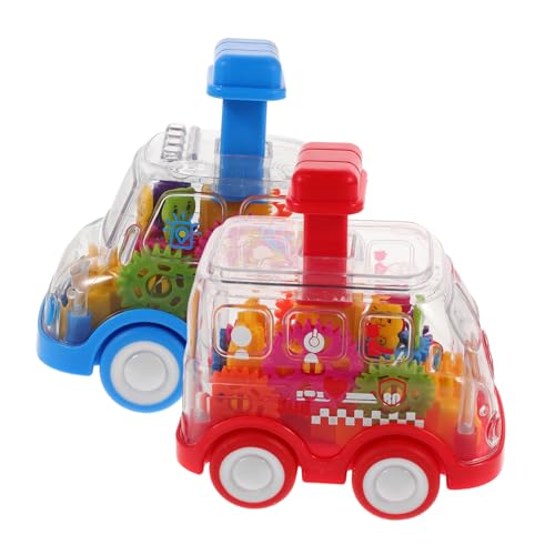 SKISUNO 2 Stück Push Car Transparente Auto mit Getriebefunktion Reibungskraft Betrieben Ergonomisch Leicht Interaktives Lernspielzeug für Kleinkinder Montessori Fahrzeug von SKISUNO