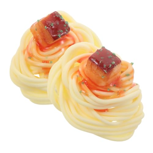 SKISUNO 2 Stück Simulation Spaghetti-Modelle: Realistische Essensrequisiten Für Esszimmertischdekorationen - PVC-marmorierte Fleischnudeln-Modelle von SKISUNO