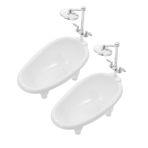 SKISUNO 2 Stück Teiliges Puppenhaus Badewannenmodell Weiß Miniatur Badezimmer Zubehör mit Duschkopf Simulation Kompakte Realistische Badewanne SKISUNO 2 Stück Teiliges Puppenhaus Badewannenmodell Weiß Miniatur Badezimmer Zubehör mit Duschkopf Simulation Kompakte Realistische Badewanne von SKISUNO