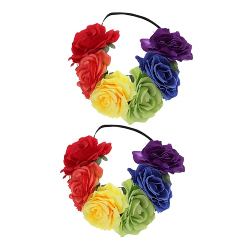 SKISUNO 2 Stück Teiliges Regenbogen Rosen Haarband Zarte Blüten stirnbänder Leichter Kopfschmuck für Halloween Karneval und Party Farbenfrohe Haarschmuck deko für Mädchen und Frauen SKISUNO 2 Stück Teiliges Regenbogen Rosen Haarband Zarte Blüten stirnbänder Leichter Kopfschmuck für Halloween Karneval und Party Farbenfrohe Haarschmuck deko für Mädchen und Frauen von SKISUNO