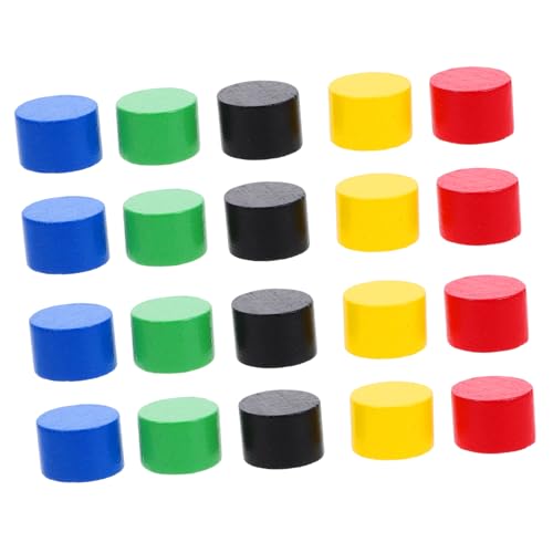 SKISUNO 20stücke Mini Holzspiel Figuren Für Schach Und Dame Langlebige Holzspielzeuge Bunte Zylinderformen Für Brettspiele Und Mathematikunterricht von SKISUNO