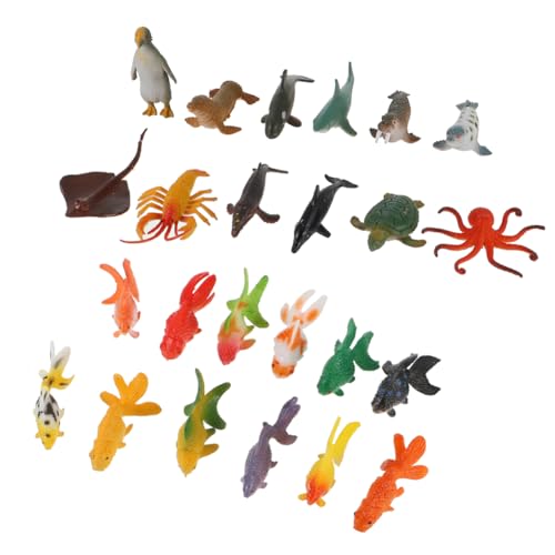 SKISUNO 24 STK Simulation Meerestiermodell Spielzeug Wilde Tierfiguren Meerestierspielzeug Krabbenspielzeug für Kinder Ornament Modellfisch für Kinder Aquarienverzierung Ozean Dekorationen von SKISUNO