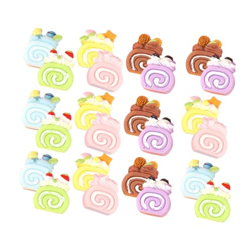 SKISUNO 24Stücke Miniatur Dessert Puppenhaus Künstliche Kuchen und Macarons Deko für Puppenhaus und DIY Mini Küchenszenen Realistisches Spielset von SKISUNO