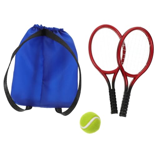 SKISUNO 2Sätze Puppenhaus Zubehör Set Tennis und Ball für Puppenhaus Dekoration Teiliges Set aus Stabilem und Mikro Landschaftszubehör von SKISUNO