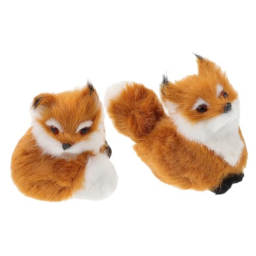 SKISUNO 2Stücke Plüschtiere Realistische Fuchsfiguren aus Weichem Material Kuscheltier für Deko Niedliche Waldtier Figuren für Urlaubs und Partydesigns von SKISUNO