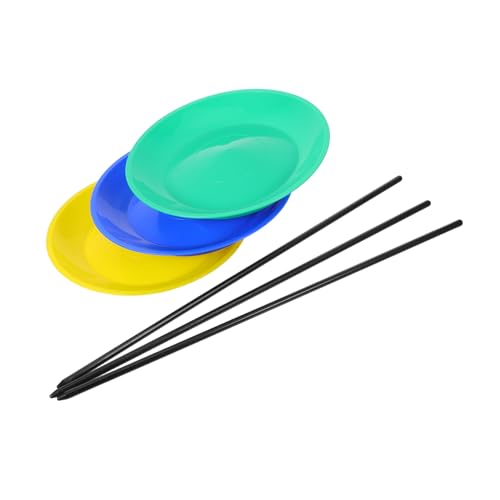 SKISUNO 3 Satz Jonglierteller mit Stab Rotierende Kunststoff-zirkusteller für Balance-Training Profi-jonglier Artistikspielzeug für Straßen Bühnenauftritte Leicht und Tragbar von SKISUNO