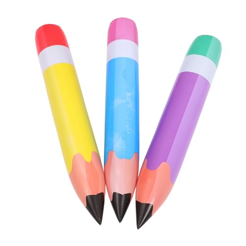 SKISUNO 3 Stück Aufblasbare PVC Bleistift Dekoration Teiliges in Gelb Leichte Jumbo Buntstift Spielzeuge für Geburtstag Party Klassenzimmerdekoration und Foto Requisite von SKISUNO