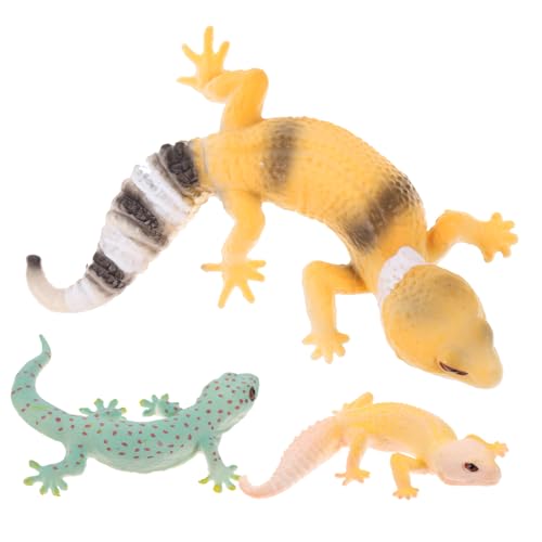 SKISUNO 3 Stück Realistische Reptilienmodell Lebensechte Gecko Figuren Pädagogisches zur Tiererkennung und Kreativen Entdeckung von SKISUNO