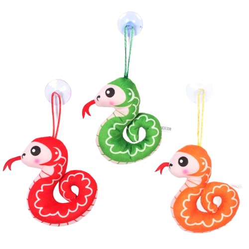 SKISUNO 3 Stück Teiliges Plüsch schlangen Ornament Weiche Cartoon Schlüsselanhänger Anhänger für Taschen Rucksäcke Jahr der Schlange Dekoration Charmantes Accessoire von SKISUNO