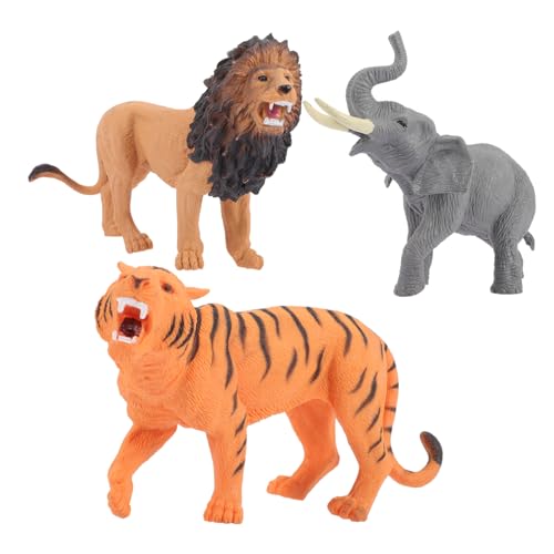 SKISUNO 3 Stück Teiliges Wildtier aus Kunststoff Realistische Waldtiere und Tigerfiguren Pädagogisches Junge Mädchen Lernspielzeug für Fantasievolles und Tiererkennung von SKISUNO