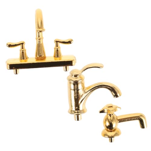 SKISUNO 3-teiliger Miniatur-badezimmerhahn Für Puppenhäuser: Mini-Wasserhahn Im Realistischen Stil Für Kreative Spielfotografie-Requisiten Und Mikro-szenen-Dekoration von SKISUNO