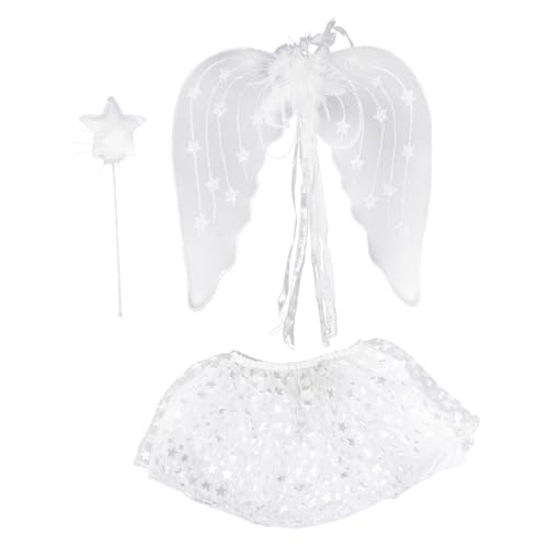 SKISUNO 3-teiliges Set Rockanzug Für Partygeschenk Cosplay -kostüm Engel Verkleiden Sich Partykostüm Engel-Cosplay Fee-Cosplay Engelsflügel Stoff Weiß SKISUNO 3-teiliges Set Rockanzug Für Partygeschenk Cosplay -kostüm Engel Verkleiden Sich Partykostüm Engel-Cosplay Fee-Cosplay Engelsflügel Stoff Weiß von SKISUNO