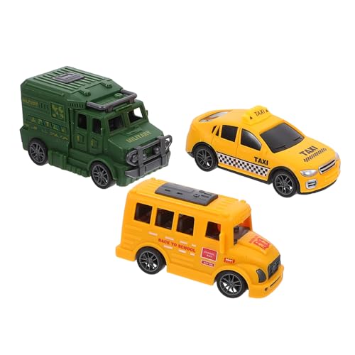 SKISUNO 3Stücke Mini Zurückzieh Autos für Robuste Spielzeugautos aus Sicherem Lustige Designs für Kleinkinder für Jungen und Spielzeugauto von SKISUNO