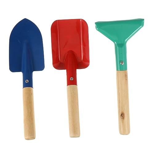 SKISUNO 3Stücke Teiliges Gartenarbeit Set Schaufel und Harke für Garten und Strand Robuste Gartengeräte mit Holzgriff für Kleine von SKISUNO