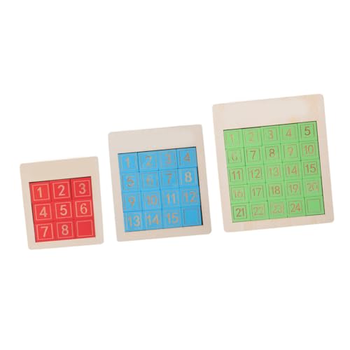 SKISUNO 3Stücke Teiliges Holzspielzeug für Pädagogisches Gleitzahlen Puzzle Gehirnentwicklung Lernspielzeug für Zuhause und Schule Teile von SKISUNO