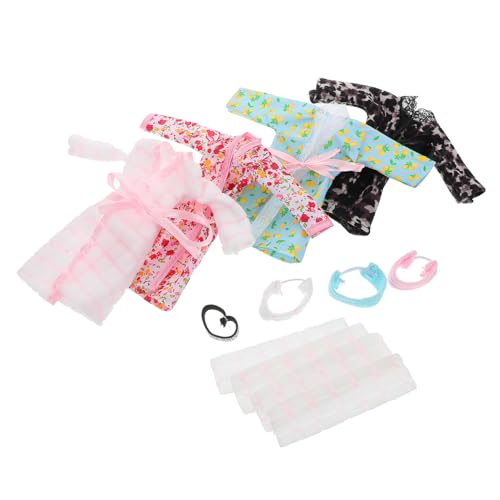 SKISUNO 4 Sätze Puppen-Pyjama-Bademantel-Kollektion Puppen-schlafkleidung Mit Badetuch Und Stirnband Für Spielset von SKISUNO