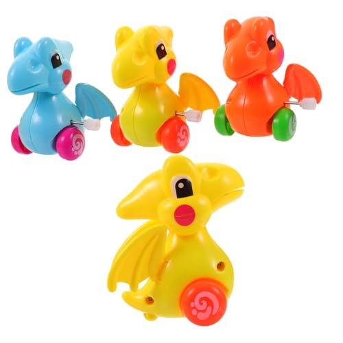SKISUNO 4 Stück Teiliges Aufziehspielzeug Dinosaurier Autos aus Hochwertigem Bewegliche Wind up Dinosaurier Spielzeuge für Sicher und Batteriefrei für Jungen und Mädchen von SKISUNO