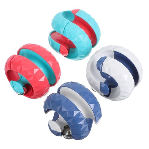 SKISUNO 4 Stück Teiliges Drehbares Puzzle-Ball Tragbares Stressabbau-Spiel für Erwachsene Beruhigendes Sensorisches Kugelspiel Reise Büro-entspannungszubehör von SKISUNO